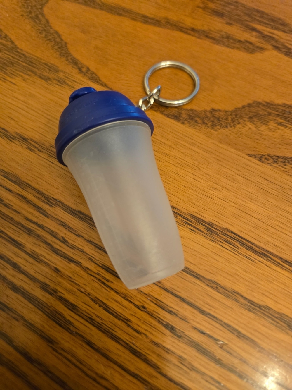 Tupperware Blue and Clear Mini Quick Shake Tumbler Keychain